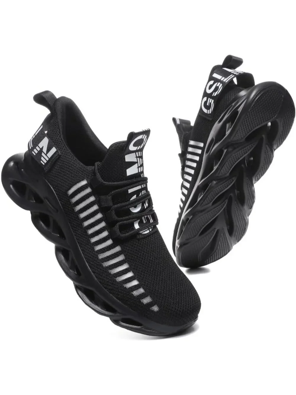 🆕Men's Dark Black Slip on Breathable Walking Shoes Ultra Lightweight Casual